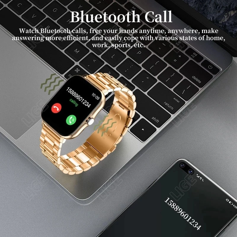Rastreador de Fitness Inteligentes das Senhoras dos Homens para Mulheres Lige Chamada Bluetooth Relógio Inteligente 1.69 Tela Colorida Toque Completo Relógios - Image 4
