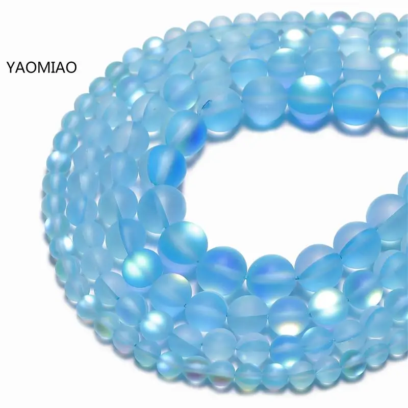 

A++ Matte Blue Frosted Austrian Crystal Round Beads For Jewelry Making 6/8/10/12mm Glitter MoonStone Beads Diy Bracelet
