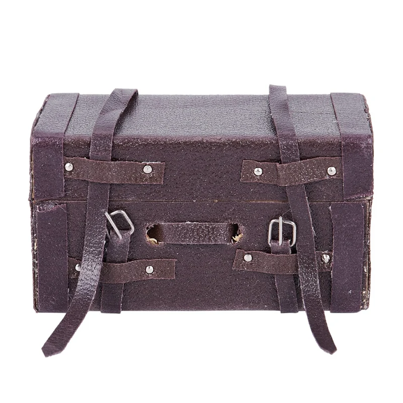 LCLL-1:12 Doll house Miniature Vintage Leather Wood Suitcase Mini Luggage Box | Игрушки и хобби