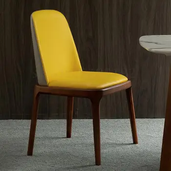 

Dining chair Nordic solid wood home restaurant backrest chair modern minimalist hotel custom leather leisure creative stool
