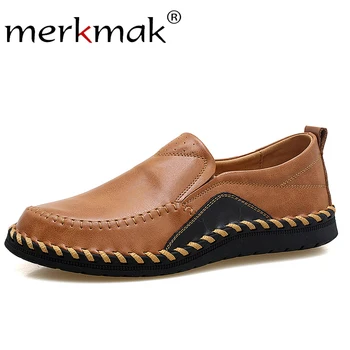 

Mekmak Spring Men's Leather Shoes Slip On Mens Loafers Flats Breathable Moccasins Casual Driving Shoes Man Plus Size 38-47 Flat