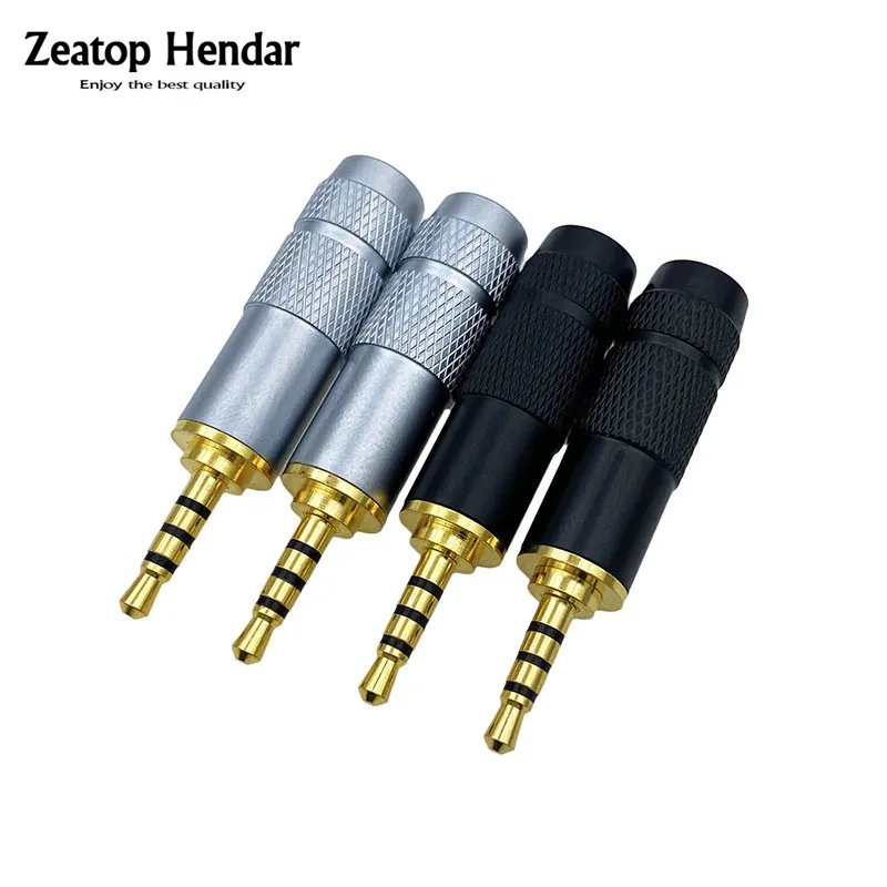 4Pcs 2.5mm 4 Pole Stereo Male Plug Solder DIY Connector for 6MM