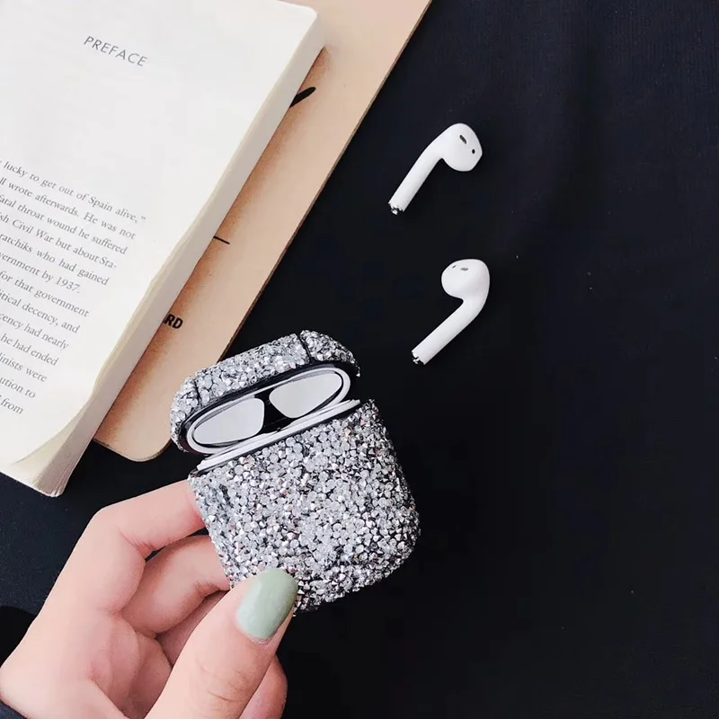 Для AirPod caseCute пикантные Блестящие Блестки bling Жесткие беспроводные наушники зарядная коробка для AirPods 1 2 Bluetooth чехол для гарнитуры - Цвет: Silver