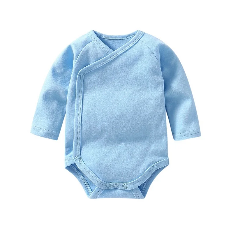 Blue Боди для новорожденных; хлопковый косой комбинезон с застежкой; Одежда для девочек и мальчиков; треугольный комбинезон с длинными рукавами - Цвет: Blue
