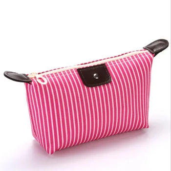 

Newest Korean Striped Dumpling Cosmetic Bag Portable Travel Cosmetic Makeup Bag Organizer Storage Toiletry Case Wash Pouch