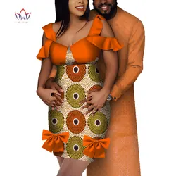 2021 African Clothing For Couple Cotton Material Dashiki Ankara Bazin Riche Women Dress And Mens Pant Set 2 Pcs Outfits Wyq777