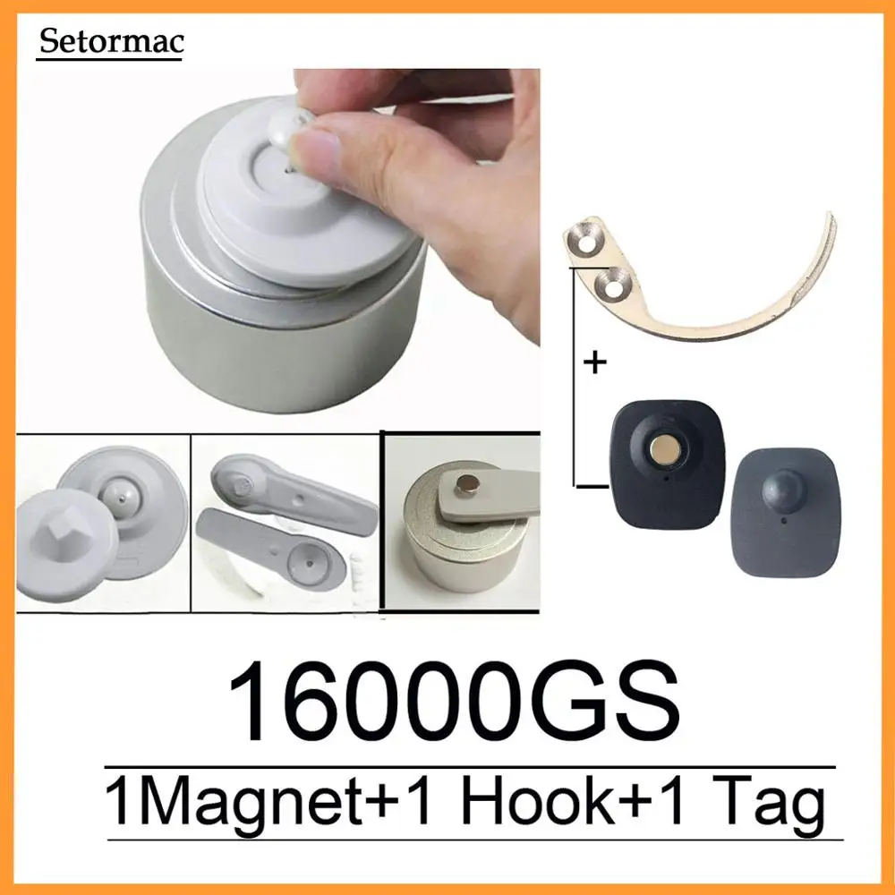 Separador magnético de 16000GS, etiqueta de seguridad de tela, sistema de punto de control RF8.2Mhz Compatible + 1 separador de gancho de llave + 1 sensores de alarma