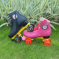 Genuine Leather Skate Shoes Personalized Double Row Wear-resistant Personalized Waterproof Paten Ayakkabi Inline Skates KC50LH