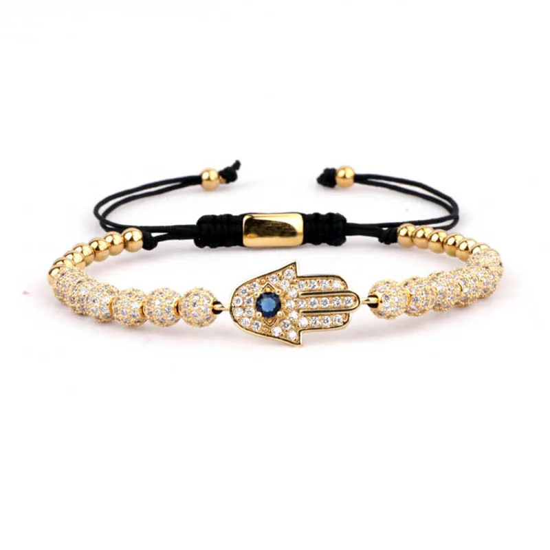 JARAVVI Fashion Luxury Elegant CZ Micro Pave Hand Charm Cute Design Beaded Adjustable Macrame Bracelets Women Men - Image 2