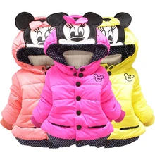 Куртка для девочек; теплая хлопковая куртка с Микки и Минни для маленьких девочек; сезон осень-зима; пальто для девочек; красивая детская верхняя одежда; детская одежда