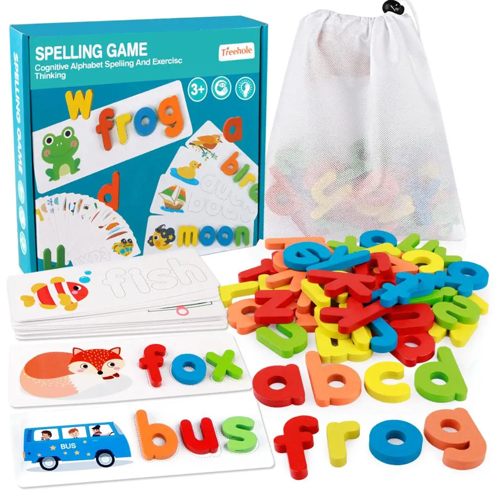 English Alphabet Kids Spelling Game Toy 52 wooden letters 