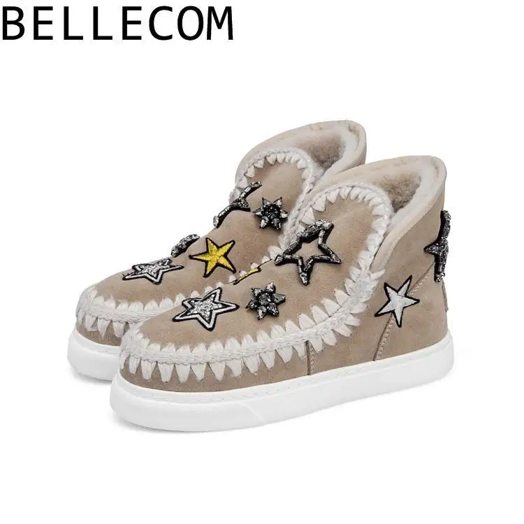 

BELLECOM New Women's Leather British Wind Army Boots with Martin Boots women shoes woman ankle Boots for women platform shoes