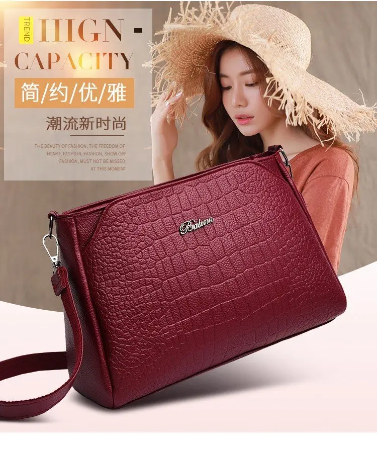 

New WOMEN'S Bag 2019 Joint Good Quality Korean-style Casual Embossed WOMEN'S Shoulder Bag Middle-aged WOMEN'S Bag Mommy Bag