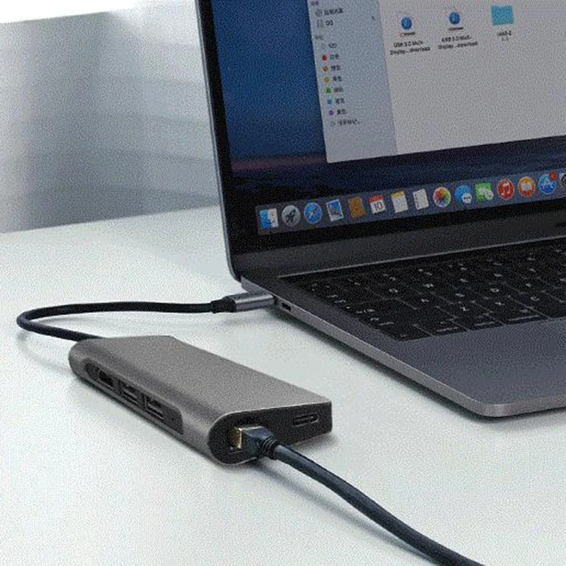 Адаптер 7 в 1 TC71N TYPE C с USB 3 0x2 + HDMI SD/TF кардридер RJ45 серебристо серый|Сетевые