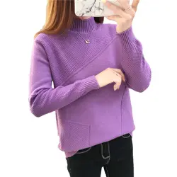 Женский свитер пуловер 2019 новая осенне-зимняя одежда свитер с воротником-стойкой вязаная одежда женские топы и рубашки 1002