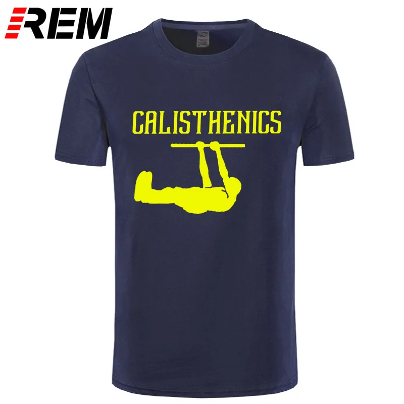 navy yellow Calisthenics футболка Calisthenics лучшая спортивная футболка мужская большая футболка с принтом короткий рукав 100 хлопок Модная забавная футболка - Цвет: navy yellow