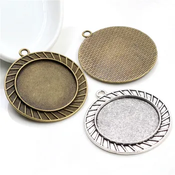 

5pcs/Lot 30mm Inner Size Antique Silver Plated and Bronze Baroque Line Style Cabochon Base Setting Charms Pendant