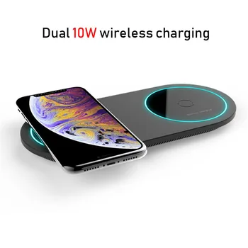 

Phone 10W Dual Wireless Charger for iPhone 11 Pro Max X XS Max XR 8 Wireless Charging Pad for Samsung Galaxy Note 10 Plus S10 S9