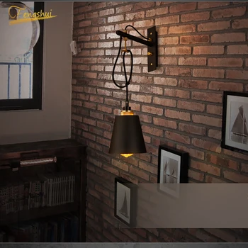 

American LED Wrought Iron Wall Lamp Lighting Retro Industrial Wall Lights Bar Restaurant Corridor Interior Decoration Wall Lamp