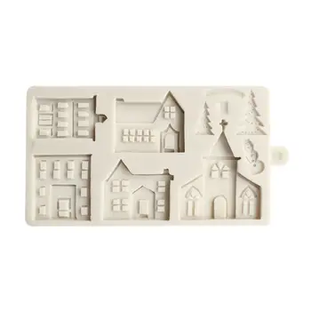 

3D Christmas House Silicone Mold Fondant Cake Decorating Tools Chocolate Plaster Sugarcraft Baking Mould A69D
