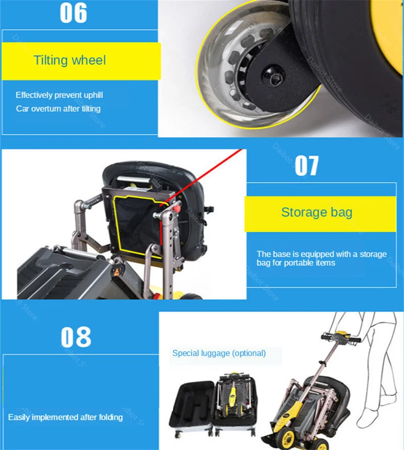 Electric Kick Scooters Four Wheels Electric Scooter 340W 24V Portable Electric Scooter With SeatArmrest For DisabledElderly (7)