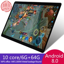 Tablette PC de 10.1 pouces débloquée, avec wi fi, GPS, 8800mAh, caméra de 13mp, Google Play, WPS Office, 10 cœurs, 6 go de RAM, 64 go de ROM, Bluetooth 