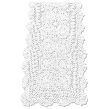 

Cotton Handmade Crochet Lace Table Runner White Rectangle Coffee Table Dresser Decor