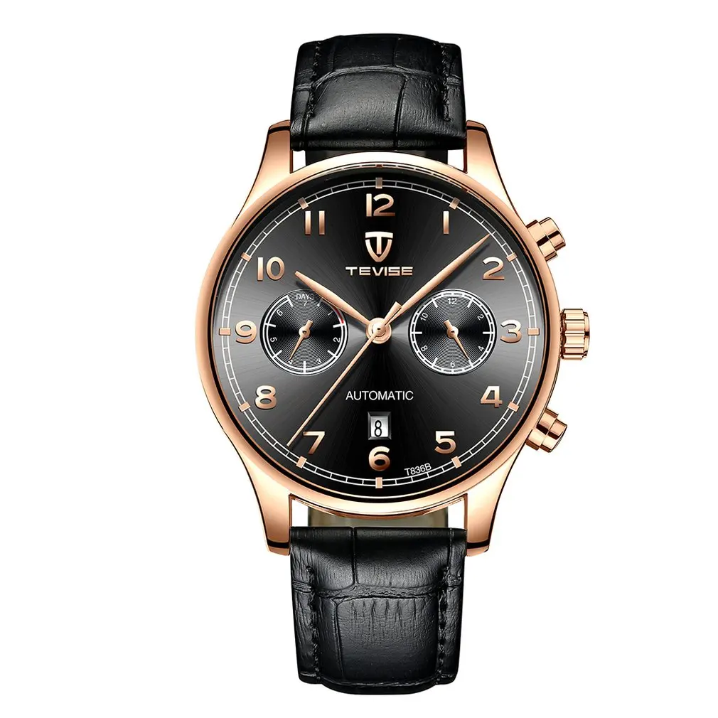 

T836A Luxury Men'S Business Machinery Watch Trend Watch Leather Automatic Mechanical Watch Waterproof Watch