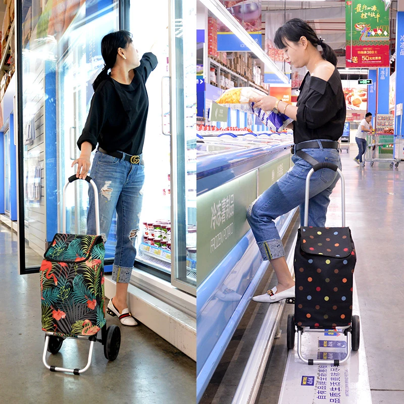  Shopping Cart Small Portable Pull-rod Car Shopping Cart Small Tractor Mini Foldable Tractor Handcar