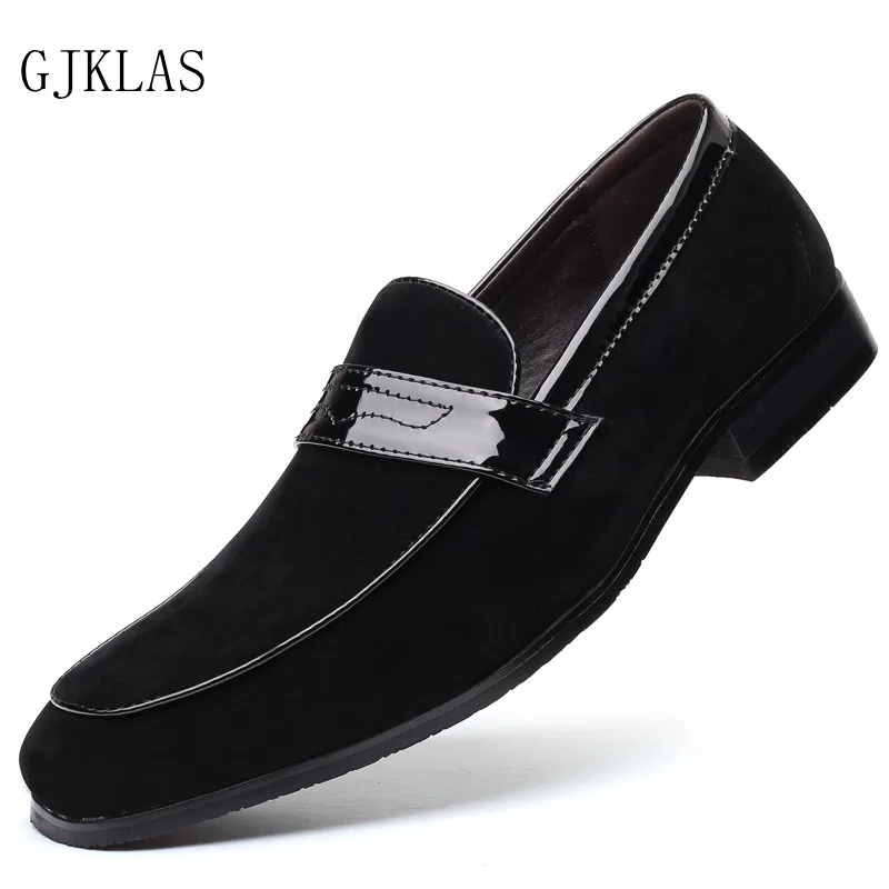 

Mens Suede Loafers Gentlemen Wedding Party Casual Slip on Shoes Black Brown Blue Men Dress Shoes Big Size 47 48 Driving Shoes