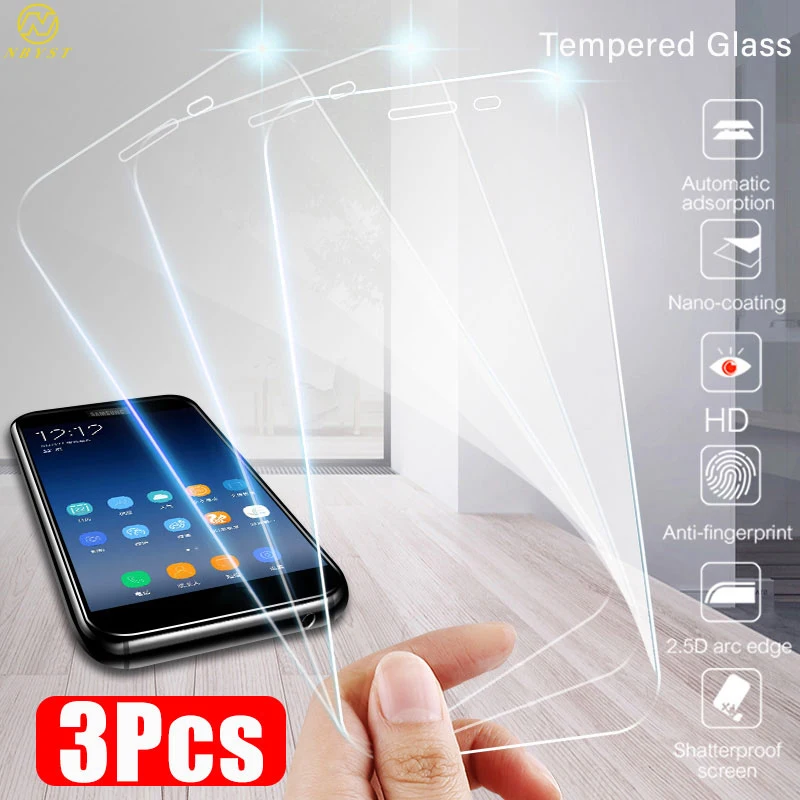 

3-1Pcs Protective Glass for Samsung Galaxy A7 A9 J6 A6 A8 J4 Plus Screen Protector 9H 2.5D Tempered Glass for Samsung J6 A7 2018