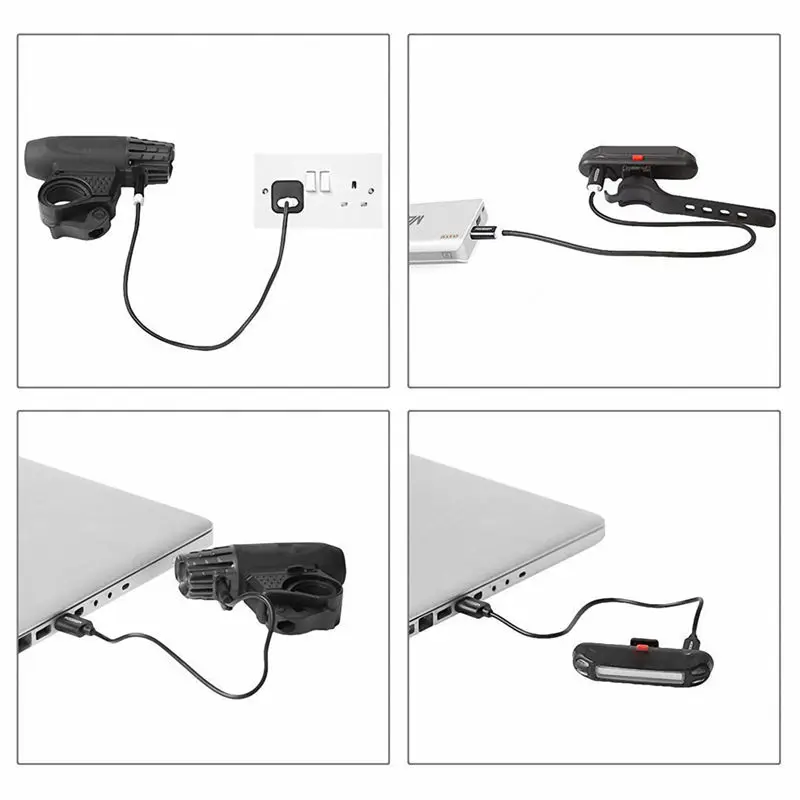 Bike Lights Bicycle Lights Front and Back USB Rechargeable Bike Light Set Super Bright Front and Rear Flashlight LED Headlight T