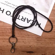 Офисный шнур PU ожерелье ремешок с сильным зажимом и брелок для ключей ID бейдж держатель USB или сотовый телефон черный висячий Канат