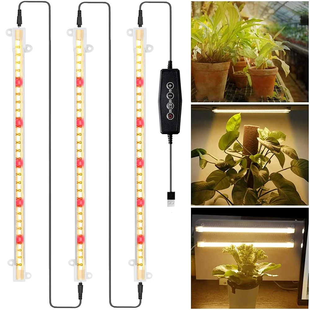 Sunlight Plant Grow Light Full Spectrum LED Grow Light Strips 5V Dimmable Plant Growing Lamp with Timer for Indoor Phytolamp