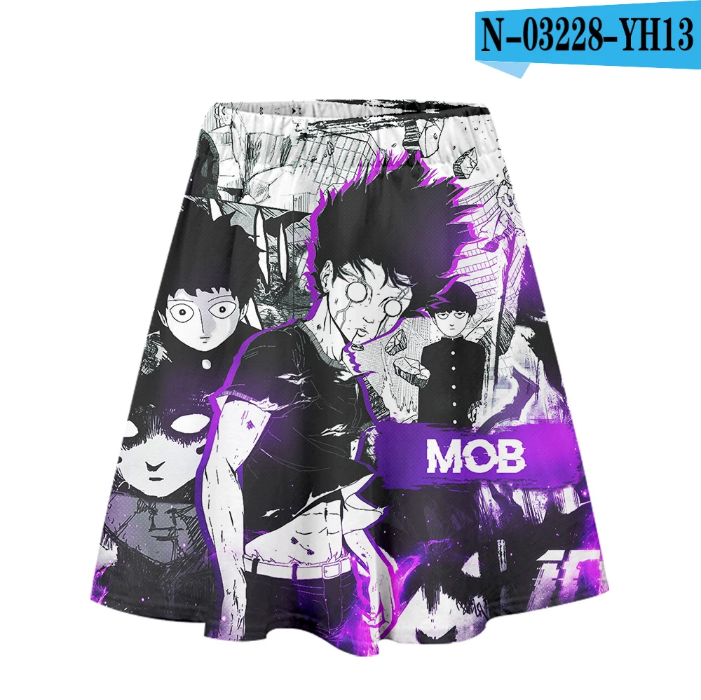 Женская юбка с высокой талией Mob Psycho 100, плиссированные 3D юбки с аниме, одна дырочка с серией, модная юбка-стрейч с японским рисунком - Цвет: one