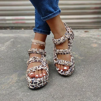 

LZXGSJ 2020 Woman Summernew Sandals Basic Flat Flat Open-toed Retro Casual Slip-on Platform