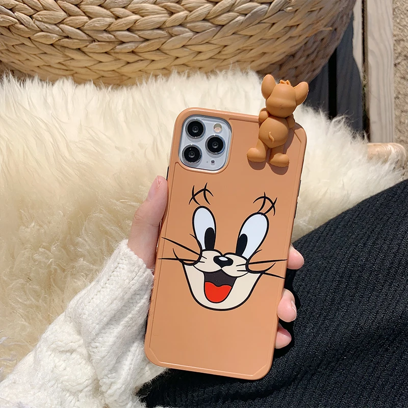 3D милый мультяшный том Джерри для iphone 11 pro max Чехол 7 8 Plus X XS прекрасные силиконовые аксессуары чехол для iphone XR чехол s