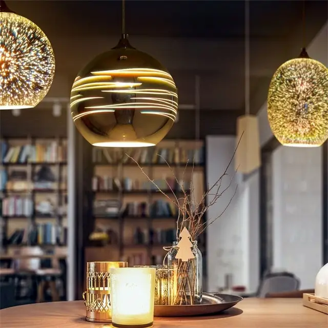 Modern 3D Colorful Nordic Starry Sky Hanging Glass Shade Pendant Lamp Lights E27 LED For Kitchen Modern 3D Colorful Nordic Starry Sky Hanging Glass Shade Pendant Lamp Lights E27 LED For Kitchen Restaurant Living Room