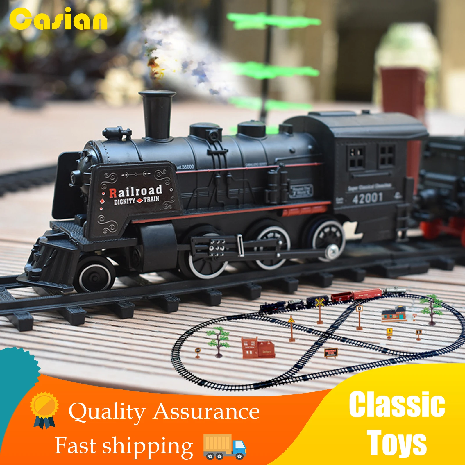 Rail Car Model Railway Train spray Educational Toys Children Track Car Adventure Brain Game Mechanical Interactive Train Toys