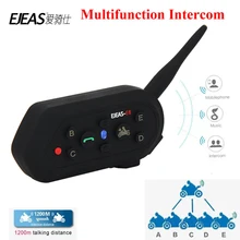 Ejeas e6 bt fone de ouvido de vox, para motocicleta, vox, 1200m, comunicação, capacete, interfone, bluetooth, para 6 pilotos, adequado, face completa