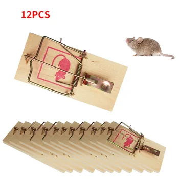 

12Pcs Reusable Wooden Mice Mouse Traps Bait Mice Home Garden Supplies Mouse Killer Pest Control Mousetraps Home Garden