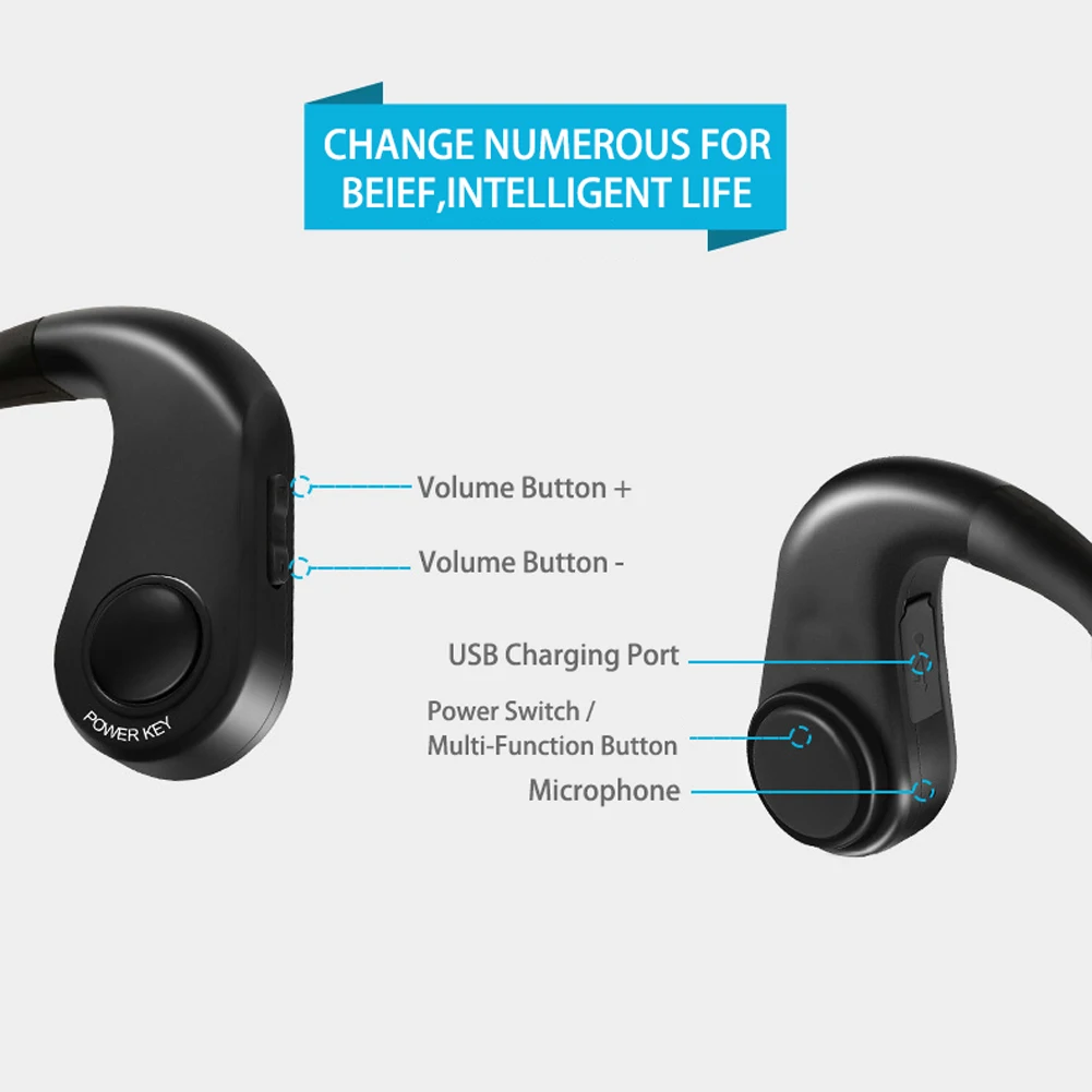 Беспроводные Bluetooth наушники Bluetooth 5,0, наушники с костной проводимостью, Беспроводные спортивные наушники, свободные руки, водонепроницаемые