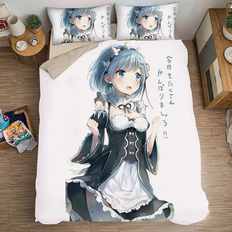 

Anime Re:Life In A Different World From Zero Bedding Set Duvet Covers Rem Comforter Bedding Sets Bedclothes Bed Linen 03