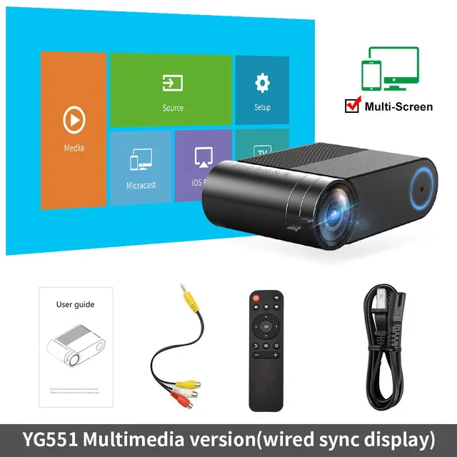 YG550 собственный проектор 1280x720 мини светодиодный 7000 люмен портативный YG551 WiFi мультиэкранный видеопроектор 3D VGA HDMI Proyector - Цвет: YG551