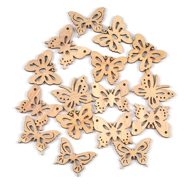 25Pcs Mixed Flowers Natural Wood Crafts Supplies For DIY Scrapbooking  Handmade Accessories Wooden Ornaments Home Decor M2728