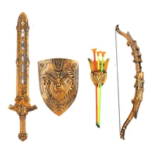 Kind Kinder Medieval Römischen Krieger Ritter Schwert Schild Bogen und Pfeil Spielzeug Simulation Waffe Set Rolle Spielen Party Halloween Requisiten