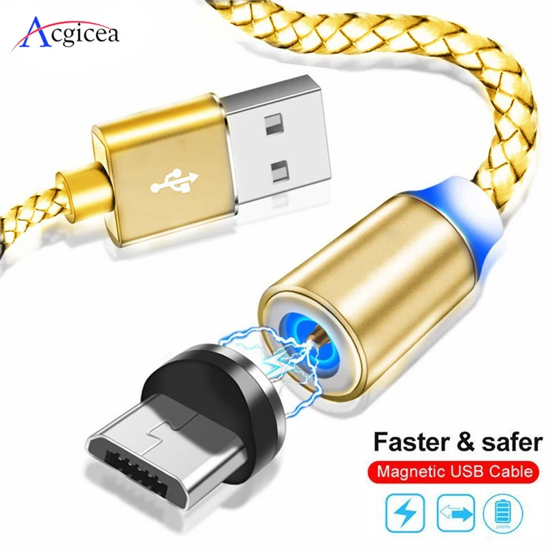 Магнитный кабель Acgicea Micro usb Тип C для быстрой зарядки Microusb зарядный провод USB iPhone 11