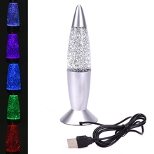 3D ракета многоцветная меняющаяся лава лампа RGB светодиодный ночник с блестками рождественский светильник