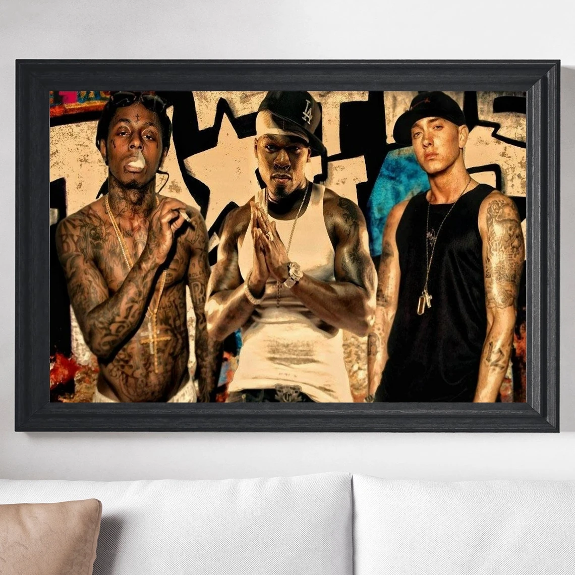 Eminem E Lil Wayne ,50 Centesimi Poster Music Singer Star Rapper Photo Canvas Album Cover Poster Personalizza Stampa Home Decor