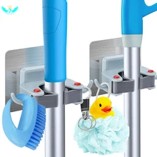 

Mop Broom Holder Wall Mounted No Drilling Mop Holder Household Adhesive Storage Broom Mop Hook Racks Kitchen Bathroom Organizer